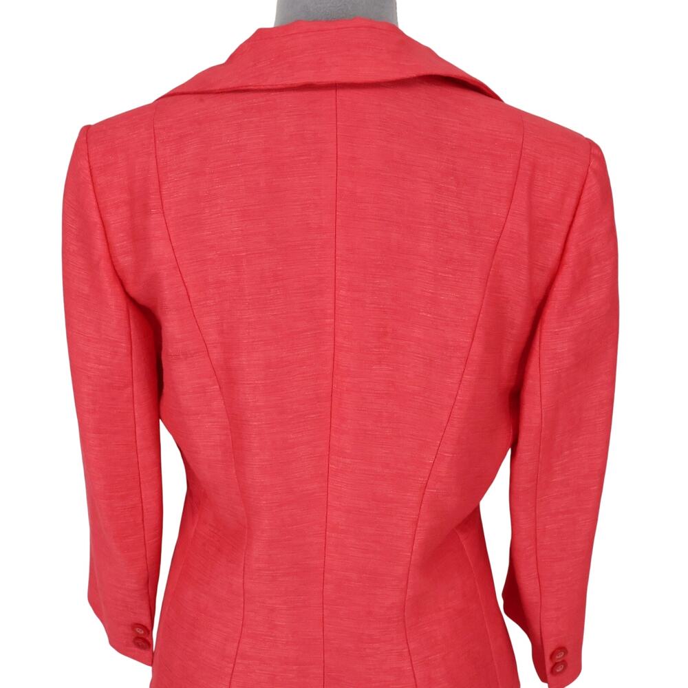 Javier Simorra Skirt Suit Womens 6 Pink Linen Blend Lined Fitted Designer Career - Picture 10 of 16